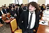 Political broadcaster Kim Eo-jun leaves after testifying at the National Assembly complex in Yeouido, western Seoul, on Friday. [NEWS1]
