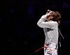 Yoon Ji-su reacts after beating China's Shao Yaqi to take gold in the women's individual sabre at the Hangzhou Asian Games in Hangzhou, China on Tuesday.  [YONHAP]