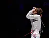Yoon Ji-su reacts after beating China's Shao Yaqi to take gold in the women's individual sabre at the Hangzhou Asian Games in Hangzhou, China on Tuesday. [YONHAP]