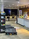Shelves inside the ferry’s convenience store are seen toppled at around 8:15 p.m. on Nov. 19, shortly after the Queen Jenuvia II ran aground en route to Mokpo. [JOONGANG ILBO]