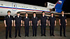 This photo published by the Korean Central News Agency shows a delegation from Russia's interior ministry arriving in Pyongyang on May 25. [YONHAP]
