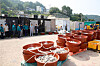 Dead fish fill a rubber tub after a mass die-off caused by high sea temperatures in Sanyang-eup, Tongyeong, South Gyeongsang, in August 2024. [TONGYEONG CITY GOVERNMENT]