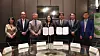Officials from Kangwon National University and the Korean Education Center in Los Angeles pose for photos at a Memorandum of Understanding signing ceremony on May 31. [KANGWON NATIONAL UNIVERSITY]