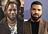 In this combination of images, rapper Kendrick Lamar appears at the MTV Video Music Awards on Aug. 27, 2017, in Inglewood, California, left, and Canadian rapper Drake appears at the premiere of the series ″Euphoria,″ in Los Angeles on June 4, 2019. [AP/YONHAP]