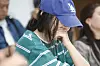 Min Hee-jin, CEO of ADOR, tears up while speaking during a press conference held Wednesday in southern Seoul. The conference was held seven hours after HYBE said it would report her to the police for breach of trust. [NEWS1]
