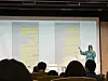 Min Hee-jin, producer of girl group NewJeans and CEO of ADOR, unveils past KakaoTalk chats with HYBE CEO Park Ji-won during a press conference Thursday in southern Seoul. [CHO YONG-JUN]