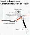Restricted areas near Constitutional Court in Jongno District, central Seoul, on April 4 [LEE JEONG-MIN]