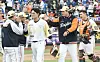 The Hanwha Eagles celebrate after a KBO game against the Samsung Lions at Daejeon Hanwha Life Ballpark in Daejeon on May 6. [NEWS1]