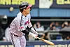 The LG Twins' Park Dong-won in action during Game 2 of the first round in the KBO npostseason at Jamsil Baseball Stadium in soutern Seoul on Sunday. [NEWS1]