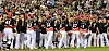 Kia Tigers players celebrate their 12-2 win over the LG Twins in a Korea Baseball Organization regular-season game at Jamsil Baseball Stadium in Seoul on June 29. [YONHAP]