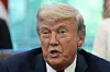 President Donald Trump speaks with reporters after signing executive orders in the Oval Office of the White House on April 23, 2025, in Washington. [AP/YONHAP]