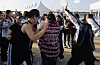 Participants and visitors dance together. [YOON SEUNG-JIN]