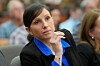 Kouri Richins, a Utah mother of three who wrote a children's book about coping with grief after her husband's death and was later accused of fatally poisoning him, looks on during a court hearing in Park City, Utah on Aug. 27, 2024. [AP/YONHAP]