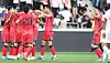 The Korean national team celebrates Lee Jae-sung's goal during a 2026 World Cup qualifier against Jordan at Amman International Stadium in Jordan. [YONHAP]