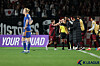 Vissel Kobe, right, celebrate during a 2024-25 AFC Champions League Elite match against Ulsan HD at Ulsan Stadium in Ulsan on Wednesday. [K LEAGUE]