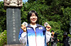 Huh Mi-mi, the judoka who won a silver medal and bronze medal at the Paris Olympics, shows her medals at the memorial altar of her great-grandfather, who was an independence activist during the 1910-1945 Japanese colonial rule, in Gunwi County in Daegu on Tuesday. [YONHAP]