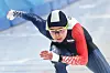 Speed skater Kim Min-sun trains at the speed skating oval inside the Heilongjiang Winter Sports Training Center in Harbin, China. on Feb. 5, 2024, two days before the opening of the Asian Winter Games. [YONHAP]