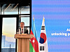 Azerbaijani Ambassador to Korea Ramin Hasanov speaks during a networking session to promote Alat Free Economic Zone in his country on April 30 in central Seoul. [LEE SOO-JUNG]