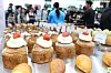 People queue to buy desserts at the 2025 Cafe & Bakery Fair in Gangnam District, southern Seoul, on Feb. 19. [YONHAP]