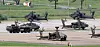 Helicopters sit on the tarmac at Camp Humphreys, a U.S. military base in Pyeongtaek, Gyeonggi, on Aug. 12. [NEWS1]