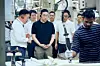 LG Group Chairman Koo Kwang-mo observes the air conditioner production process at LG Electronics’ Noida plant in New Delhi, India. [YONHAP]