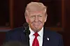 U.S. President Donald Trump speaks during an event about investing in the United States in the Cross Hall of the White House on April 30, 2025, in Washington. [AP/YONHAP]
