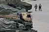 U.S. military vehicles are parked at the United States Forces Korea base in Dongducheon, Gyeonggi, on July 10. [YONHAP]