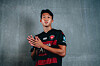 Korean center-back Lee Han-beom poses in an FC Midtjylland shirt after signing with the club on Monday.  [FC MIDTJYLLAND]