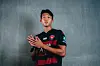 Korean center-back Lee Han-beom poses in an FC Midtjylland shirt after signing with the club on Monday. [FC MIDTJYLLAND]