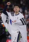 Tottenham Hotspur's Son Heung-min celebrates after winning the Europa League on May 21 in Spain. [REUTERS/YONHAP]