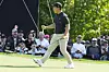 International team member Tom Kim celebrates a birdie putt on the seventh hole during a first round four-ball match at the Presidents Cup golf tournament at the Royal Montreal Golf Club in Montreal on Sept. 26. [AP/YONHAP]