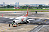 A T'way Air aircraft prepares for takeoff at Gimpo International Airport in Gangseo District, western Seoul, on June 25. [YONHAP]