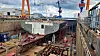A ship ordered by the U.S. government is being built at the dock of Hanwha Philly Shipyard in Philadelphia on July 16. [KANG TAE-HWA]