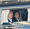 Former president Yoon Suk Yeol, left, and his wife Kim Keon Hee leave the presidential residence on April 11. [JOINT PRESS CORPS]