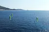 Kite foil surfers train in the bay of Marseille, Frane on the eve of the beginning of the sailing events at the 2024 Paris Olympics. [REUTERS/YONHAP]