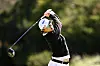 Korea's Kim Sei-young tees off on the third hole in her semifinal match against Leona Maguire of Ireland on day four of the T-Mobile Match Play presented by MGM Rewards at Shadow Creek Golf Course on Saturday in Las Vegas, Nevada. [AFP/YONHAP]