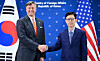 Park Yoon-joo, first vice foreign minister, right, meets with U.S. Deputy Secretary of State Christopher Landau. [MINISTRY OF FOREIGN AFFAIRS]