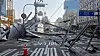 Utility poles near a construction site in Yeongdeungpo District, western Seoul, lie in ruins on the street on April. 11. [JOONGANG ILBO]