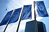 EU flags flutter in front of European Central Bank headquarters in Frankfurt, Germany on July 18, 2024. [REUTERS/YONHAP}