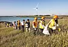 Participants of the Global Youth in Jeju Net Zero Tour take part in a clean-up activity on Gimnyeong beach on June 4. [KOREA JOONGANG DAILY]