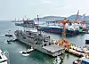 The U.S. Navy’s logistics support vessel USNS Wally Schirra is docked at a pier at Hanwha Ocean’s shipyard in Geoje, South Gyeongsang, on Sept. 2, 2024 for maintenance, repair and overhaul (MRO). [HANWHA OCEAN]