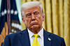 U.S. President Donald Trump listens to remarks during a swearing-in ceremony for Administrator of the Centers for Medicare and Medicaid Services Mehmet Oz in the Oval Office in Washington on April 18. [REUTERS/YONHAP]