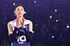 Kim Yeon-koung reacts after the KYK Invitational 2025 All-Star game series at Incheon Samsan World Gymnasium in Incheon on May 18. [YONHAP]