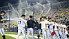 The LG Twins celebrate after an 8-1 win over the Hanwha Eagles at Jamsil Baseball Stadium in southern Seoul on Aug. 9. [YONHAP]