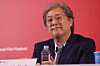 Director Park Chan-wook listens to a question from the press during a press conference for his latest film ″No Other Choice″ held at the Busan Cinema Center in Haeundae District on Sept. 17. The film was selected as the opener for this year's Busan International Film Festival. [YONHAP]
