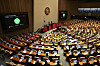 The United Future Party’s seats are empty after the main opposition party walked out in protest of the jeonse reform legislation at the National Assembly in Seoul on Thursday. [YONHAP]