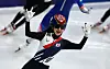 Kim Gil-li celebrates after the short track speed skating women's 1,500 meters final at the 2026 Milan-Cortina Winter Olympics in Milan on Feb. 20. [REUTERS/YONHAP]