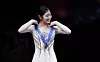 Lee Hae-in celebrates on the podium after finishing second in the women free skating at the 2023 World Figure Skating Championships held in Saitama, Japan. [REUTERS/YONHAP]