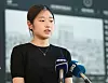 Lee Hae-in speaks to reporters before attending a deliberation about her suspension from national qualification at the Olympic Center in southern Seoul on August 29, 2024. [YONHAP]