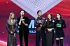 Mixed-gender quintet Allday Project receives the Rookie of the Year award at the Melon Music Awards held at the Gocheok Sky Dome in western Seoul on Dec. 20. [KAKAO ENTERTAINMENT]